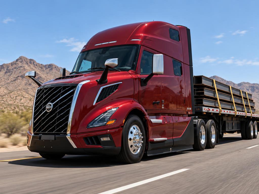 Flatbed trucking with a Volvo truck